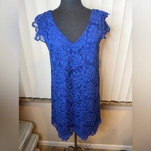 BD Dakota Elegant Blue Lace A-line Dress Size Medium